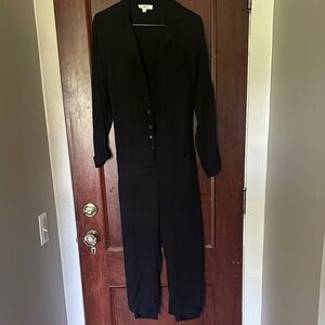 LBLC the label Black Button-Front Long-Sleeve Jumpsuit